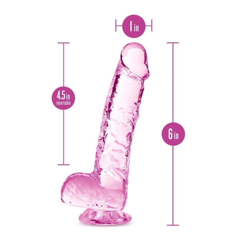 NATURALLY YOURS  6" CRYSTALLINE DILDO  ROSE